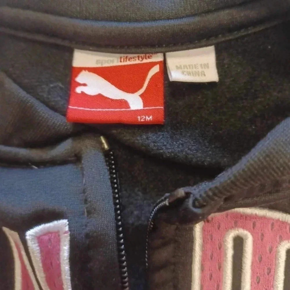 Puma 2 Piece Pink & Black Tracksuit  Size 12M - Picture 5 of 7